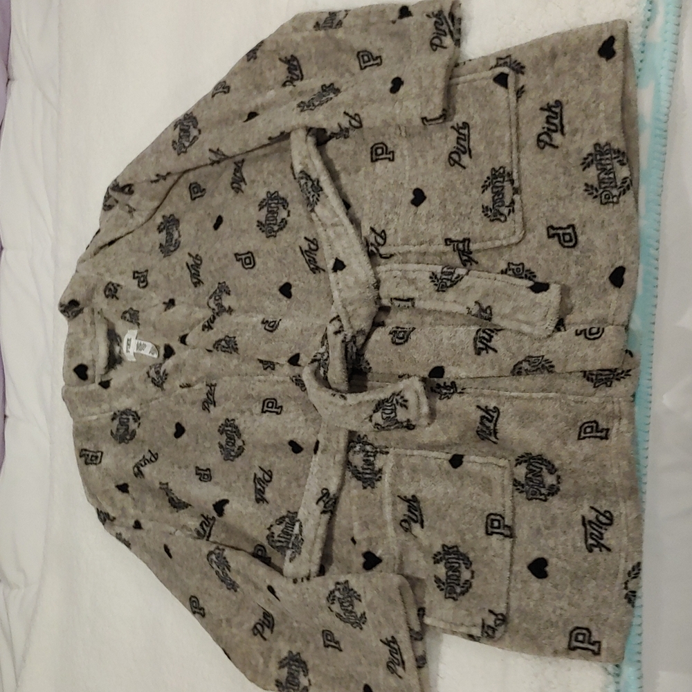 PINK Victoria's Secret Gray Patterned Robe
